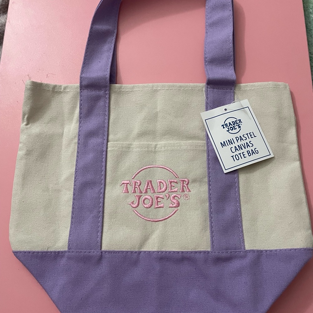 Mini Trader Joe’s Purple and Cream Canvas Tote Bag